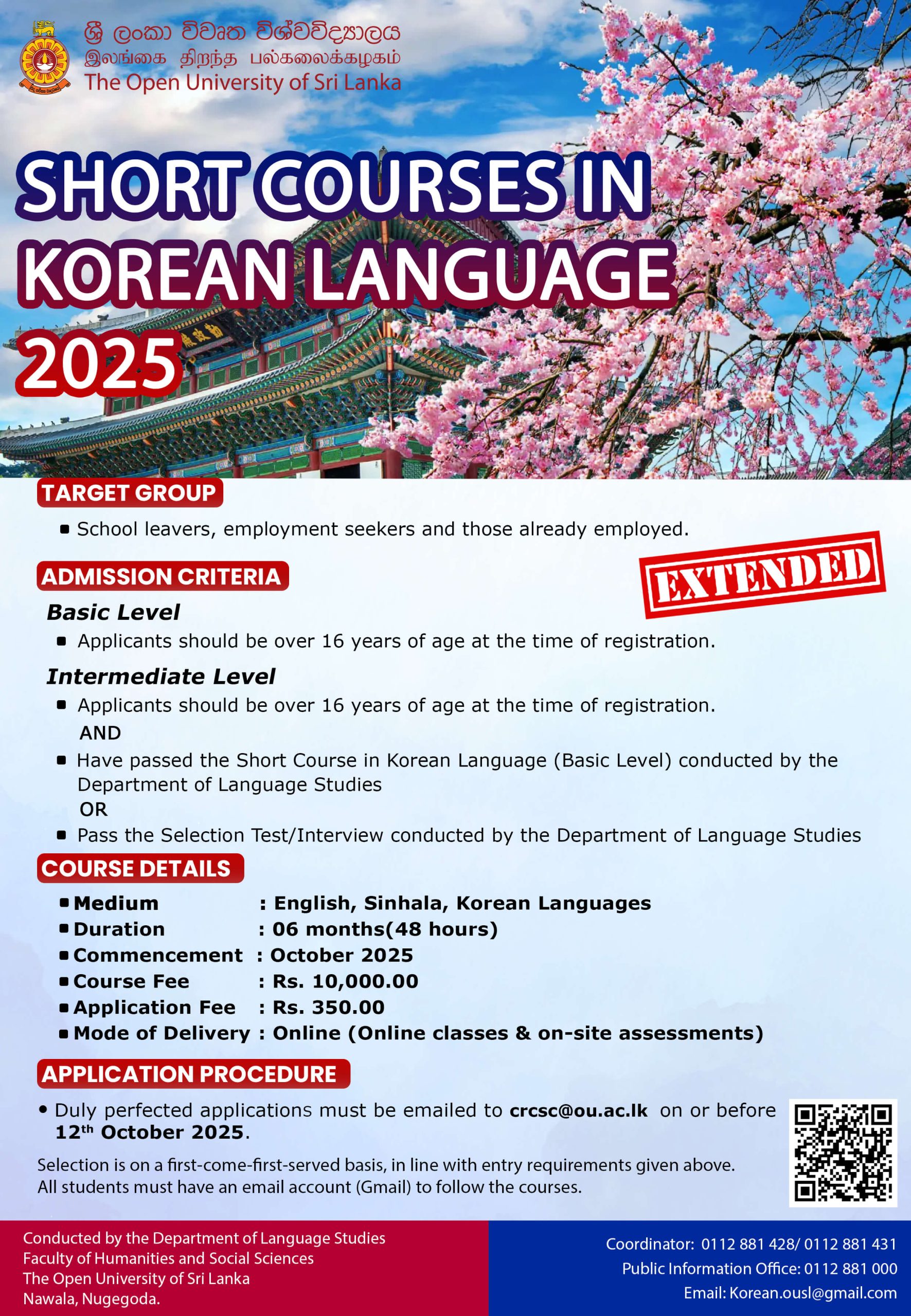Advertisement for Korean Language Course (Extended)